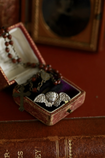 ヴィクトリアンシルバーチェラブオーナメント　ヨーロッパ　アンティークストリュフ 20250522