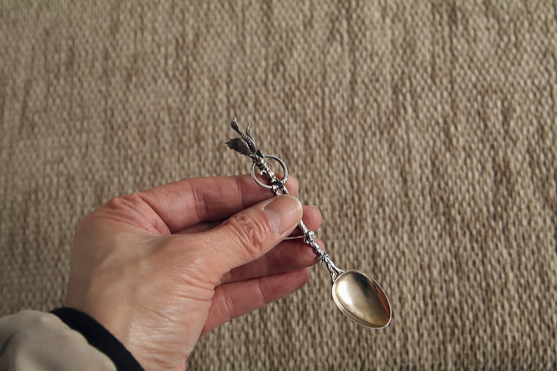 人頭竜のシルバーティースプーン　イタリア　アンティークストリュフ