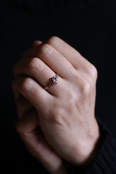 ルビー&ダイヤモンドリング　ヴィクトリアンリング　ジョージアンリング　指輪　アンティークジュエリー　ヴィンテージアクセサリー　イギリス　フランス　ヨーロッパ　アンティークストリュフ 20251212