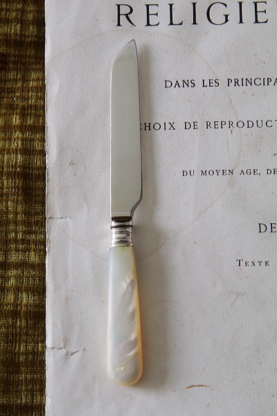 マザーオブパールハンドルデザートナイフ　james dixon and sons イギリス　アンティークストリュフ