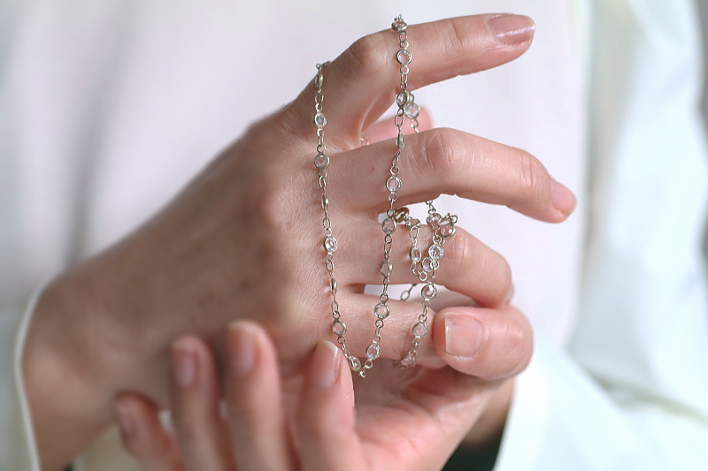 カットペーストシルバーネックレス　ヨーロッパ　アンティークストリュフ