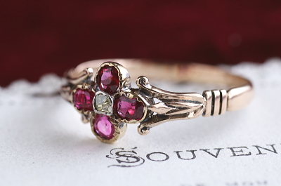 ルビー&ダイヤモンドリング　ヴィクトリアンリング　ジョージアンリング　指輪　アンティークジュエリー　ヴィンテージアクセサリー　イギリス　フランス　ヨーロッパ　アンティークストリュフ 20251212