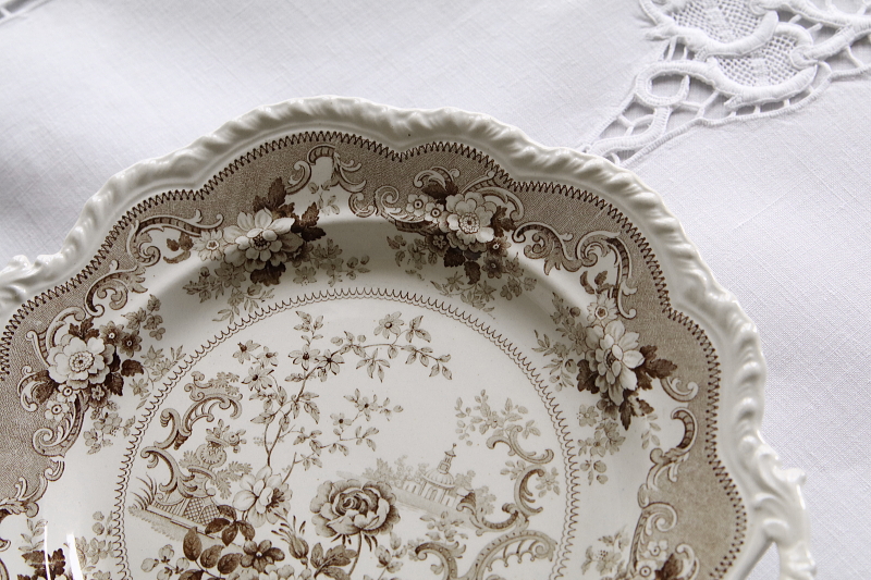 バラの庭園のBandBプレート　john and william ridgway italian flower garden イギリス　アンティークストリュフ