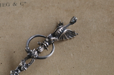 人頭竜のシルバーティースプーン　イタリア　アンティークストリュフ