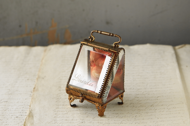 ポケットウォッチケース　ジュエリーケース　懐中時計　ルルド lourdes　フランス　アンティークストリュフ