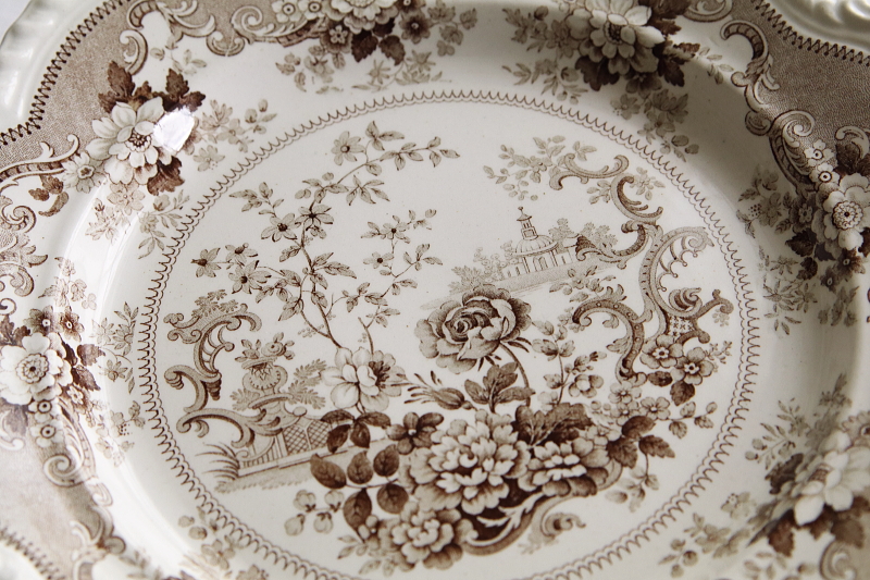 バラの庭園のBandBプレート　john and william ridgway italian flower garden イギリス　アンティークストリュフ