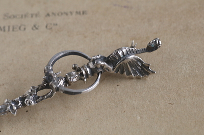 人頭竜のシルバーティースプーン　イタリア　アンティークストリュフ