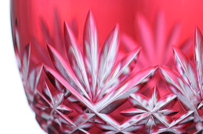 カットクリスタルクランベリーグラスペア　ヨーロッパ アンティークストリュフ