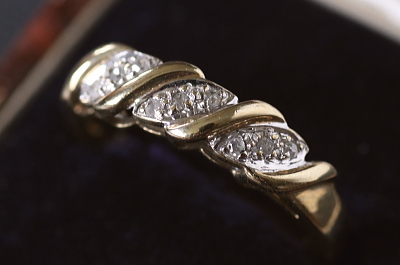 ダイヤモンドストライプリング　イギリス　アンティークストリュフ