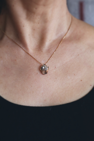 ローズカットダイヤモンド　ベルメイユペンダント　アンティークジュエリー　イギリス　アンティークストリュフ 20251210