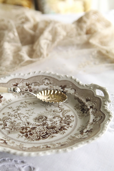 バラの庭園のBandBプレート　john and william ridgway italian flower garden イギリス　アンティークストリュフ 20260203