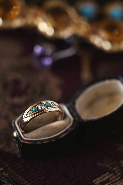 オールドマインカットダイヤ　ターコイズ　ジプシーリング　イギリス　アンティークストリュフ 202602019