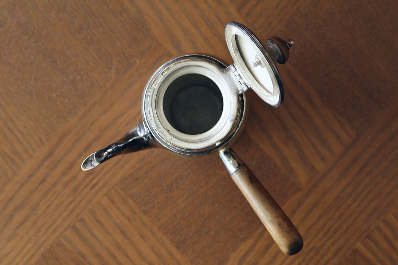 ウッドハンドル　ホットチョコレートポット　Collingwood & Son Ltd　イギリス　アンティークストリュフ