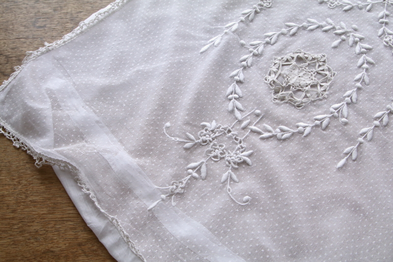 チュールレースクッションカバ- ピローケース　イギリス　アンティークストリュフ