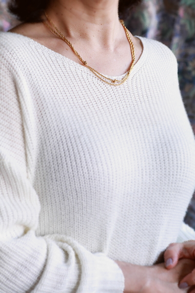 ゴールドトーンメタル　ロープチェーンネックレス　結び目　アンティークストリュフ