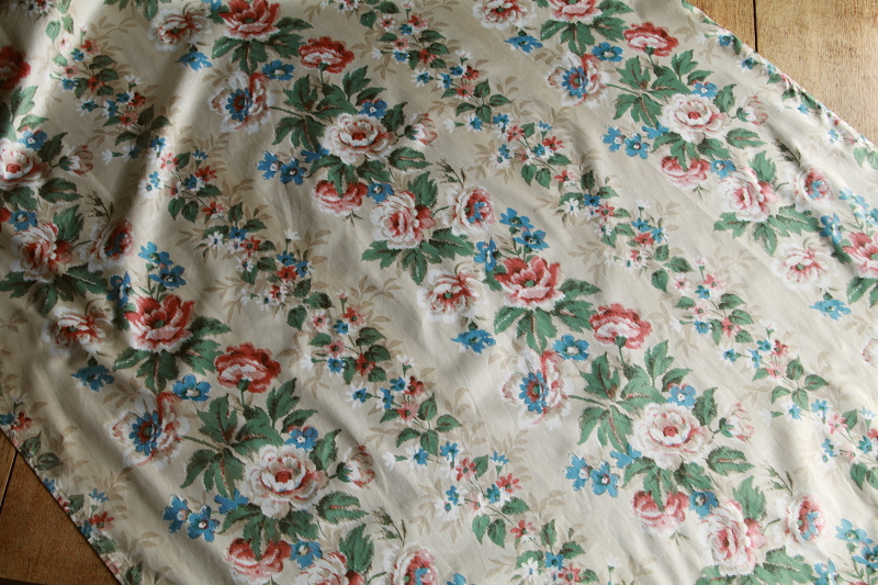 ローズプリントカーテン　イギリス　アンティークストリュフ