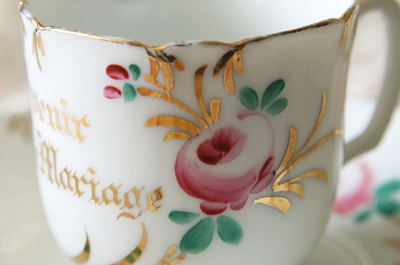 ウエディングスーベニール　コーヒーカップソーサー　vieux paris　アンティークストリュフ