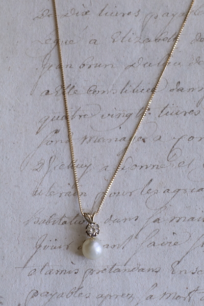 ダイヤモンド　セミバロックパール　ヴィンテージペンダント　アンティークストリュフ
