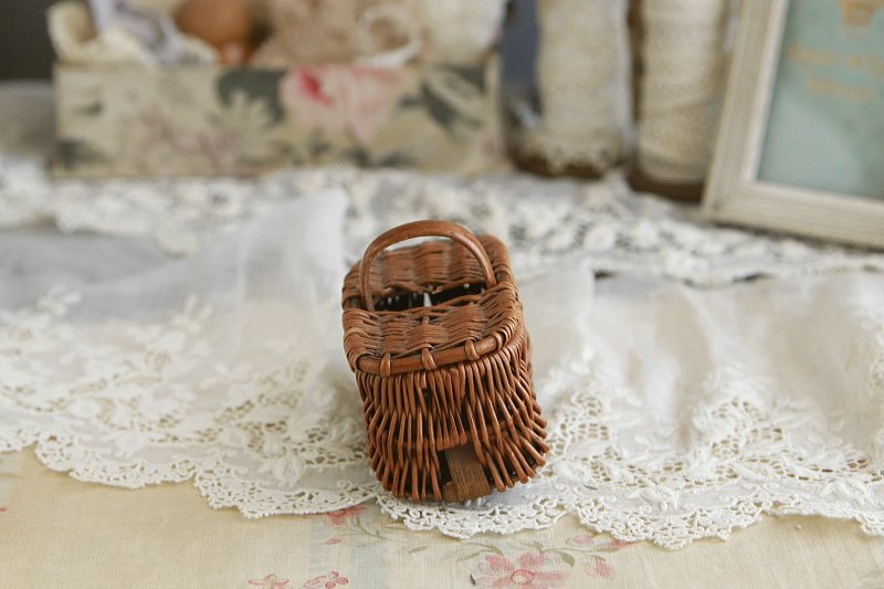 ドールズパニエ　ミニチュアハンパーバスケット　フランス　アンティークストリュフ