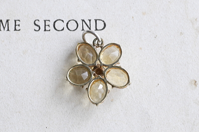 シトリンフラワーペンダント　ネックレス　ヨーロッパ　アンティークストリュフ