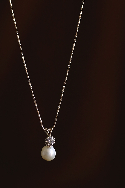 ダイヤモンド　セミバロックパール　ヴィンテージペンダント　アンティークストリュフ