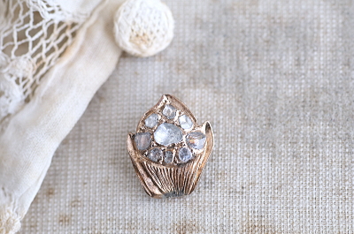 ローズカットダイヤモンド　ベルメイユペンダント　アンティークジュエリー　イギリス　アンティークストリュフ 20251210