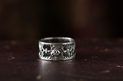 ヴィンテージシルバーミニナプキンリング　エタニティリング　バラ　ドイツ　アンティークストリュフ