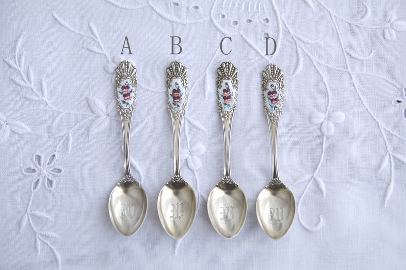 エナメルの花　シルバーコーヒースプーン　北欧　アンティークストリュフ