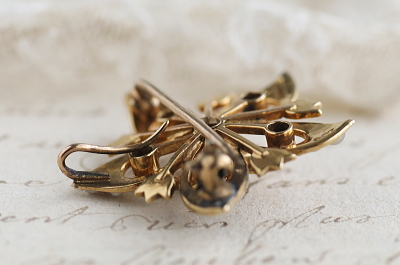 デマントイドガーネット　パール　フラワーペンダントブローチ　イギリス　アンティークストリュフ