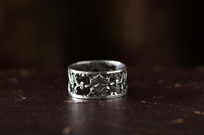 ヴィンテージシルバーミニナプキンリング　エタニティリング　バラ　ドイツ　アンティークストリュフ