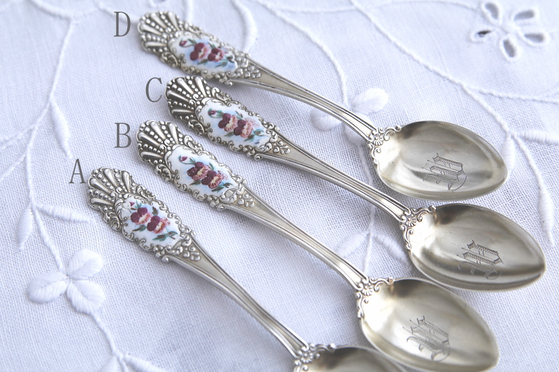 エナメルの花　シルバーコーヒースプーン　北欧　アンティークストリュフ