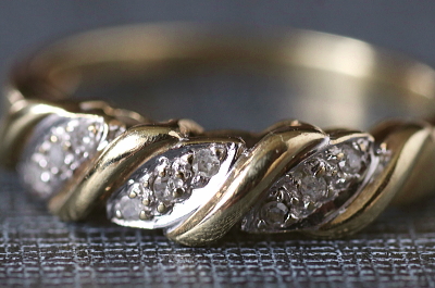 ダイヤモンドストライプリング　イギリス　アンティークストリュフ