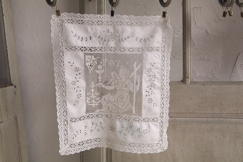 フィレレースパネル　foy charite カトリック　フランス　アンティークストリュフ