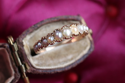 シードパールハーフエタニティリング　ヴィクトリアン　ジョージアンリング　指輪　アンティークジュエリー　イギリス　アンティークストリュフ 20251212