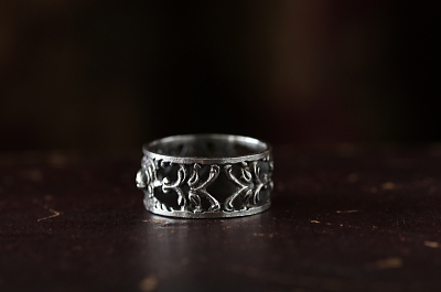 ヴィンテージシルバーミニナプキンリング　エタニティリング　バラ　ドイツ　アンティークストリュフ