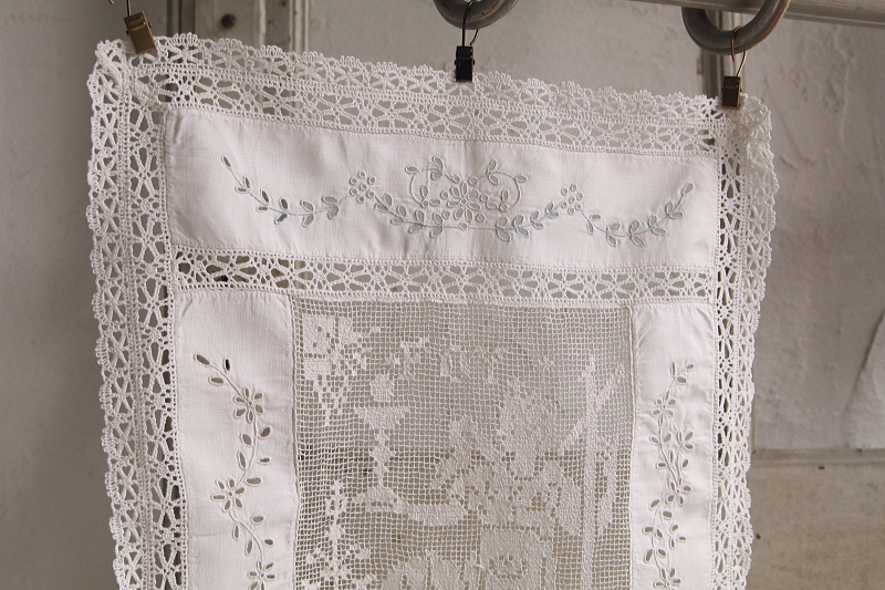 フィレレースパネル　foy charite カトリック　フランス　アンティークストリュフ