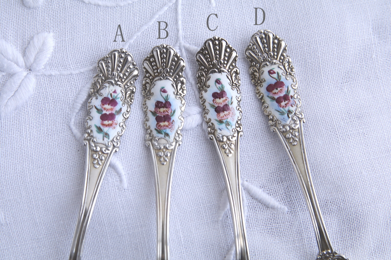 エナメルの花　シルバーコーヒースプーン　北欧　アンティークストリュフ