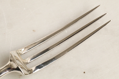 スターリングシルバーデザートフォーク　マザーオブパールハンドル　龍紋　William Gibson & John Lawrence Langman　イギリス　アンティークストリュフ