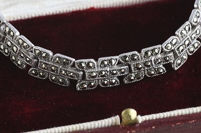 マーカサイトシルバーブレスレット　ヨーロッパ　アンティークストリュフ