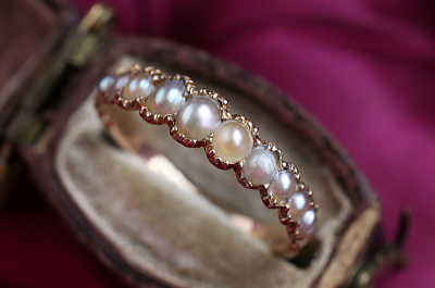 シードパールハーフエタニティリング　ヴィクトリアン　ジョージアンリング　指輪　アンティークジュエリー　イギリス　アンティークストリュフ 20251212