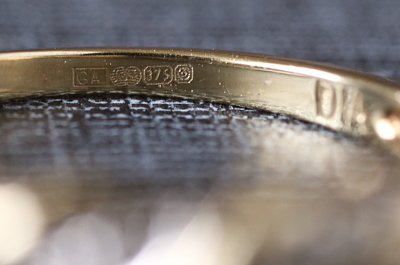 ダイヤモンドストライプリング　イギリス　アンティークストリュフ