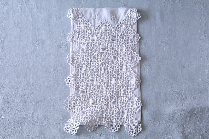 レースフラップ　リネンブラシケース　イギリス　アンティークストリュフ