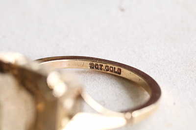 レクタングルスモーキークォーツリング　水晶　イギリス　アンティークストリュフ