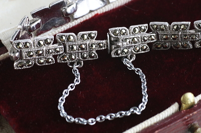 マーカサイトシルバーブレスレット　ヨーロッパ　アンティークストリュフ