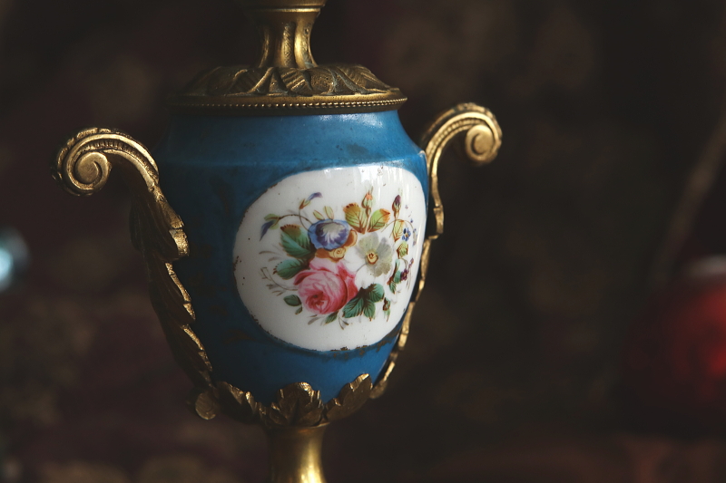 天使のブロンズキャンディラブラ　フランス アンティークストリュフ