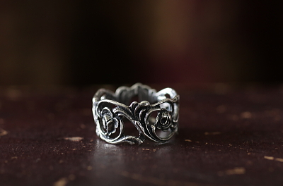 ヴィンテージシルバーミニナプキンリング　エタニティリング　バラ　ドイツ　アンティークストリュフ