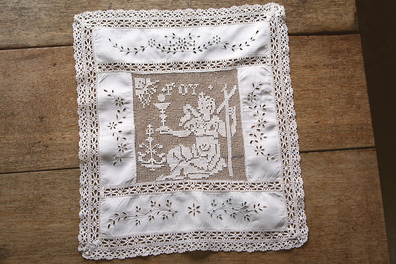 フィレレースパネル　foy charite カトリック　フランス　アンティークストリュフ