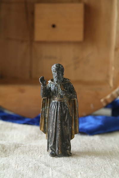 聖人のスタチュー　メタル聖像　フランス　アンティークストリュフ