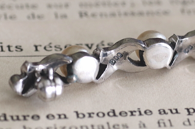 パールとマーカサイトのバーブローチ　ヨーロッパ アンティークストリュフ