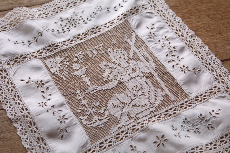 フィレレースパネル　foy charite カトリック　フランス　アンティークストリュフ